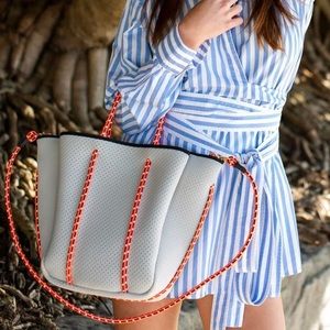 Annabel Ingall neoprene tote Beach Pool Lake beige gray black NWT